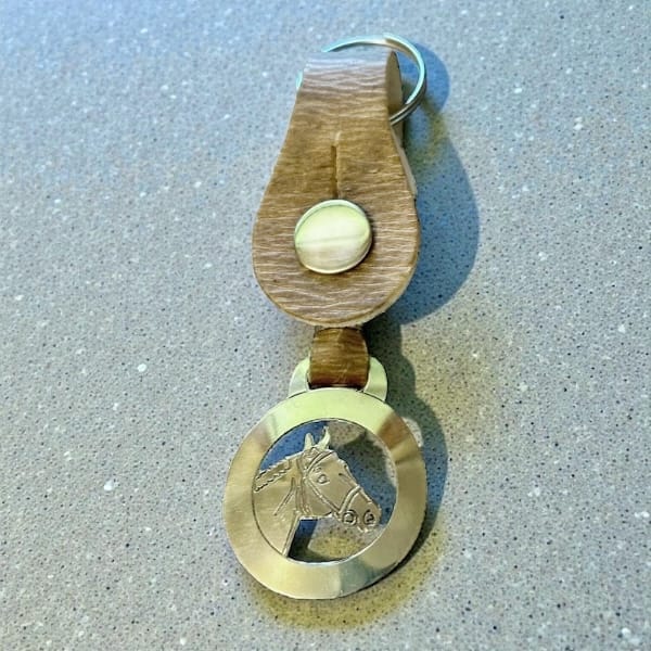 Rawhide Horse Head key ring