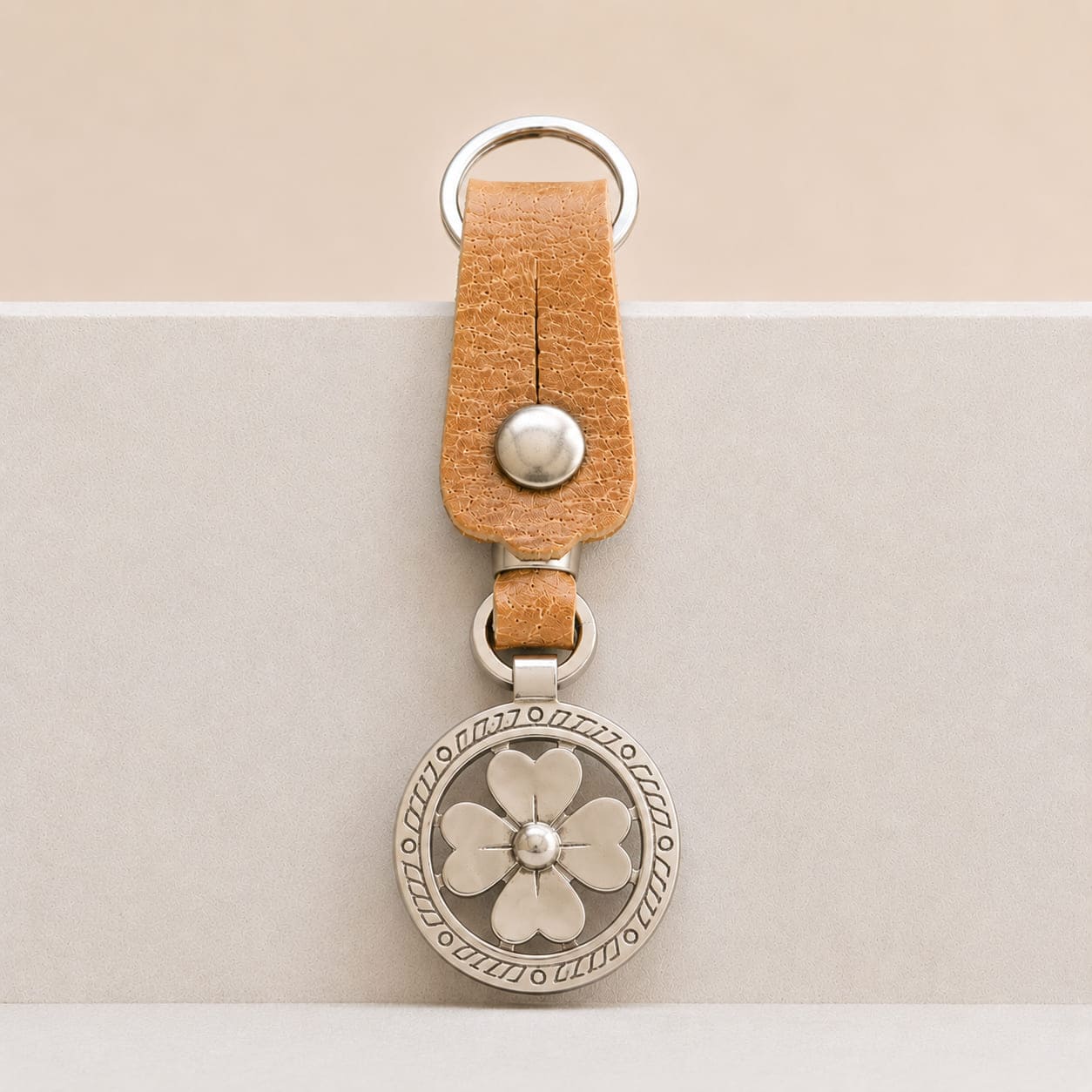 Handmade in Argentina, Rawhide Leather Key Ring with Various Alpaca Silver Motifs - Image 6