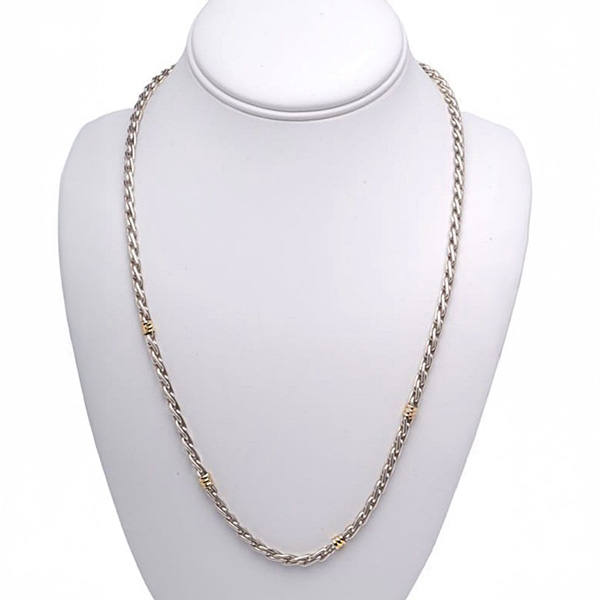 Argentinian necklace, Solid Sterling Silver & 18k Gold Accents