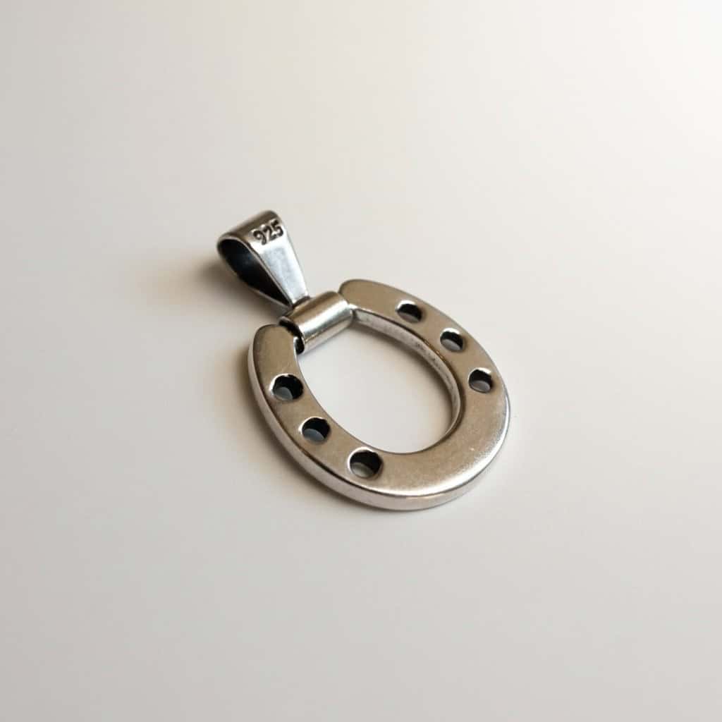 Horseshoe sterling silver pendant flat lay luxury jewelry Argentina