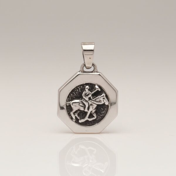 Horseman sterling silver pendant front view geometric design