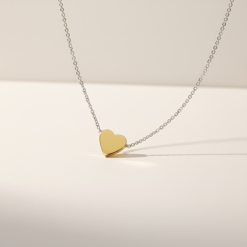 3D heart pendant gold side visible 18k gold and sterling silver