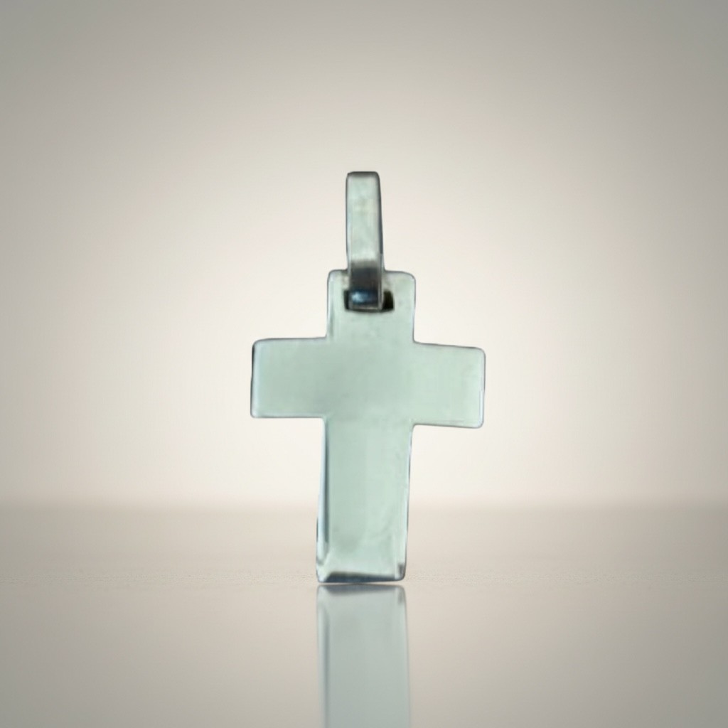 Sterling silver cross pendant minimalist front view
