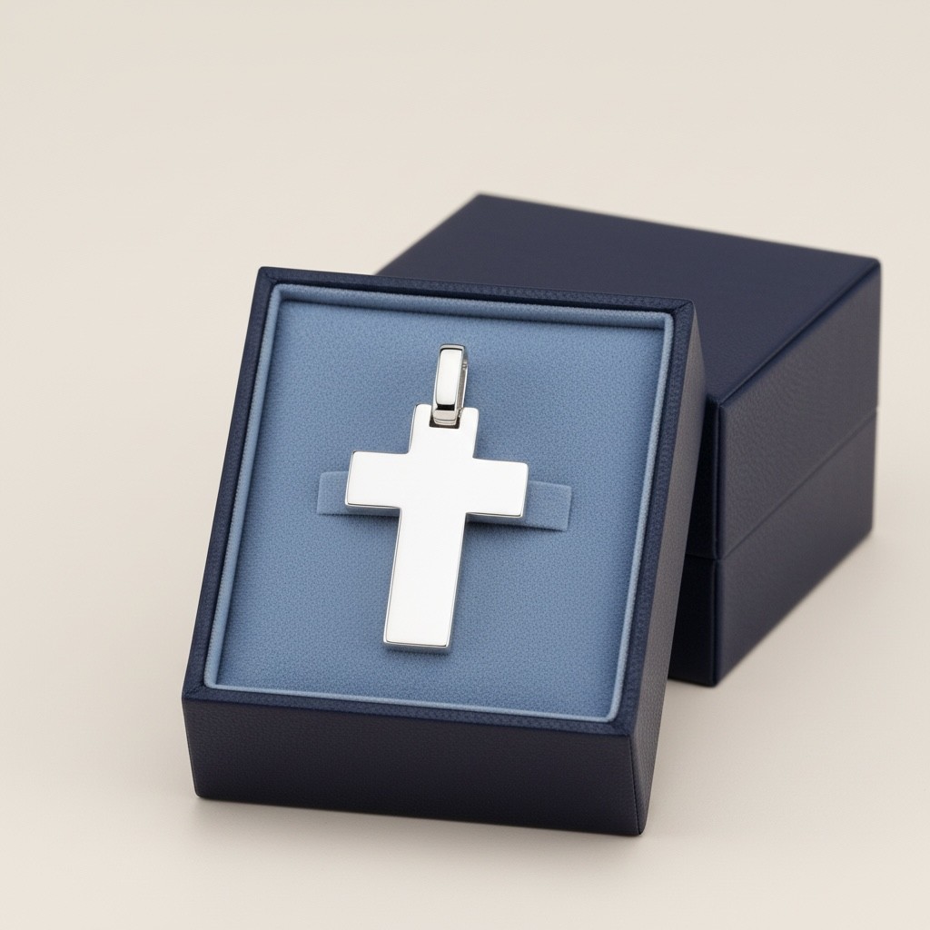 Sterling silver cross pendant in jewelry gift box